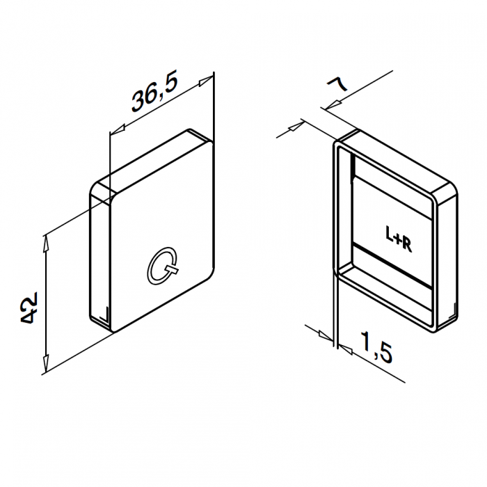 Eindkap vlak voor U-profielbuis 33 x 39 mm model 6913 aluminium
