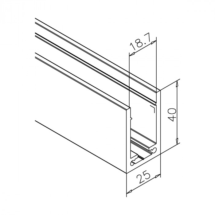 Aluminium U-profiel 40 x 25 x 40 mm zwart gecoat