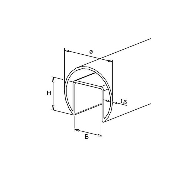 RVS U-profielbuis 48,3 x 1,5 mm RVS-316 K320 geslepen