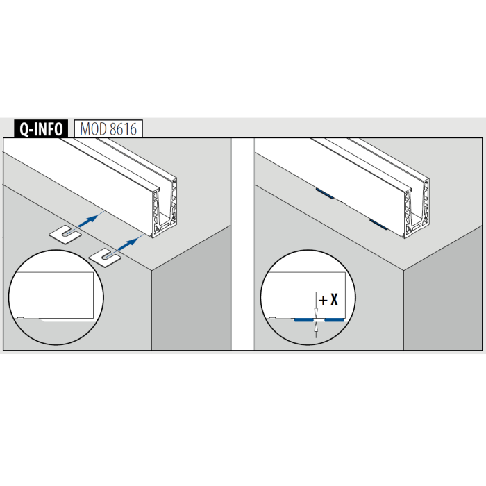Opvulplaat Easy Glass Strong voor topmontage dikte 3,0 mm model 8616 aluminium (onbewerkt)