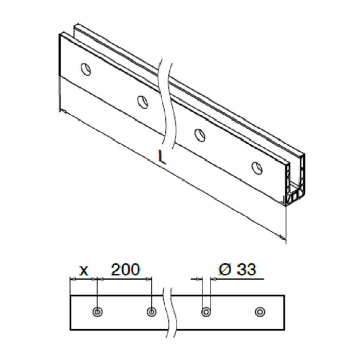 Easy Glass Smart vloerprofiel, zijmontage, 5000 mm, model 8230, aluminium (geanodiseerd)