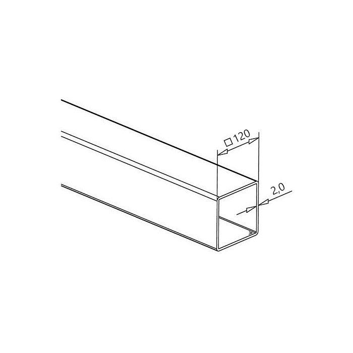 RVS koker 120 x 120 x 2 mm RVS-304 K320 geslepen