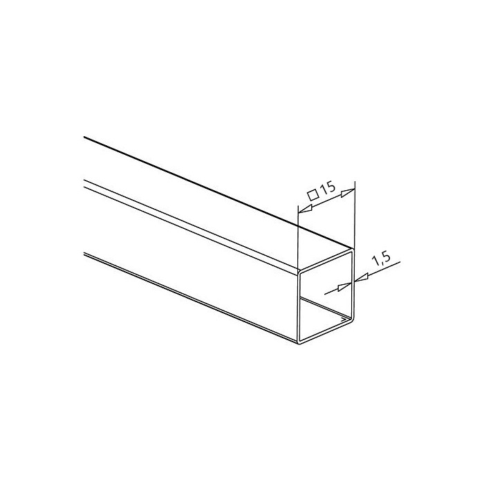 RVS koker 15 x 15 x 1,5 mm RVS-304 K320 geslepen