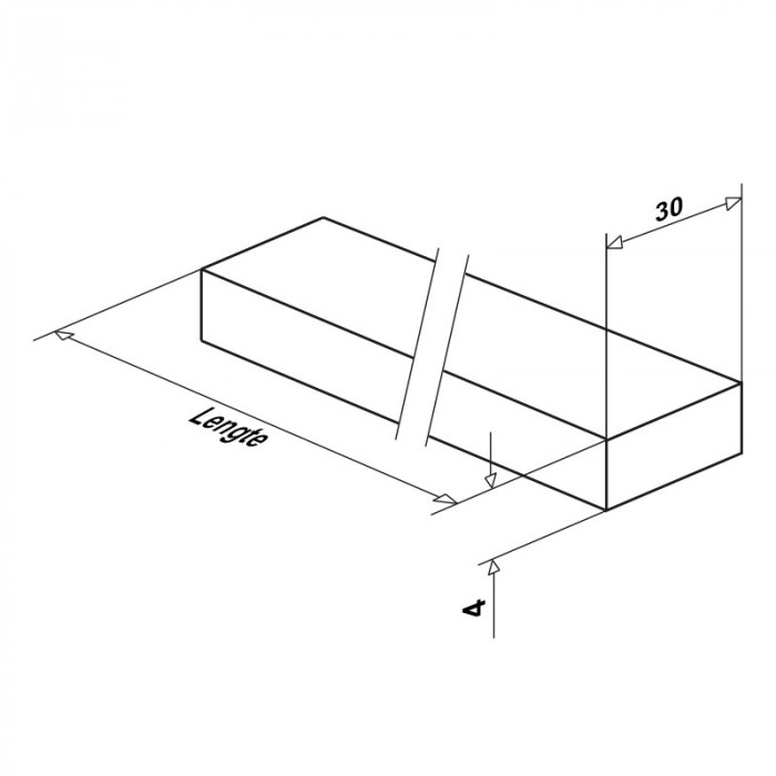 RVS strip 30 x 4 mm RVS-304 geslit onbewerkt