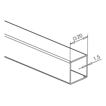 Tubo quadro/rettangolare inox 20 x 20 x 1,5 mm inox-304 verniciato nero