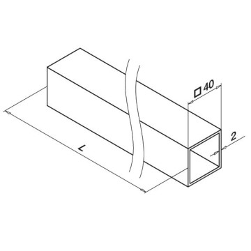 Tubo quadro/rettangolare inox 40 x 40 x 2,0 mm inox-304 gecoat mat structuur zwart