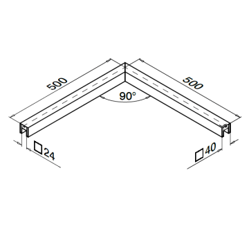 Connettore angolare Tubo profilato a U 40 x 40 x 1,5 mm aluminium (anodizzato) modello 6324