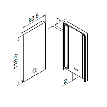 Eindkap Easy Glass Smart, topmontage, 116,5 x 63,5 mm, model 8212, aluminium (onbewerkt)